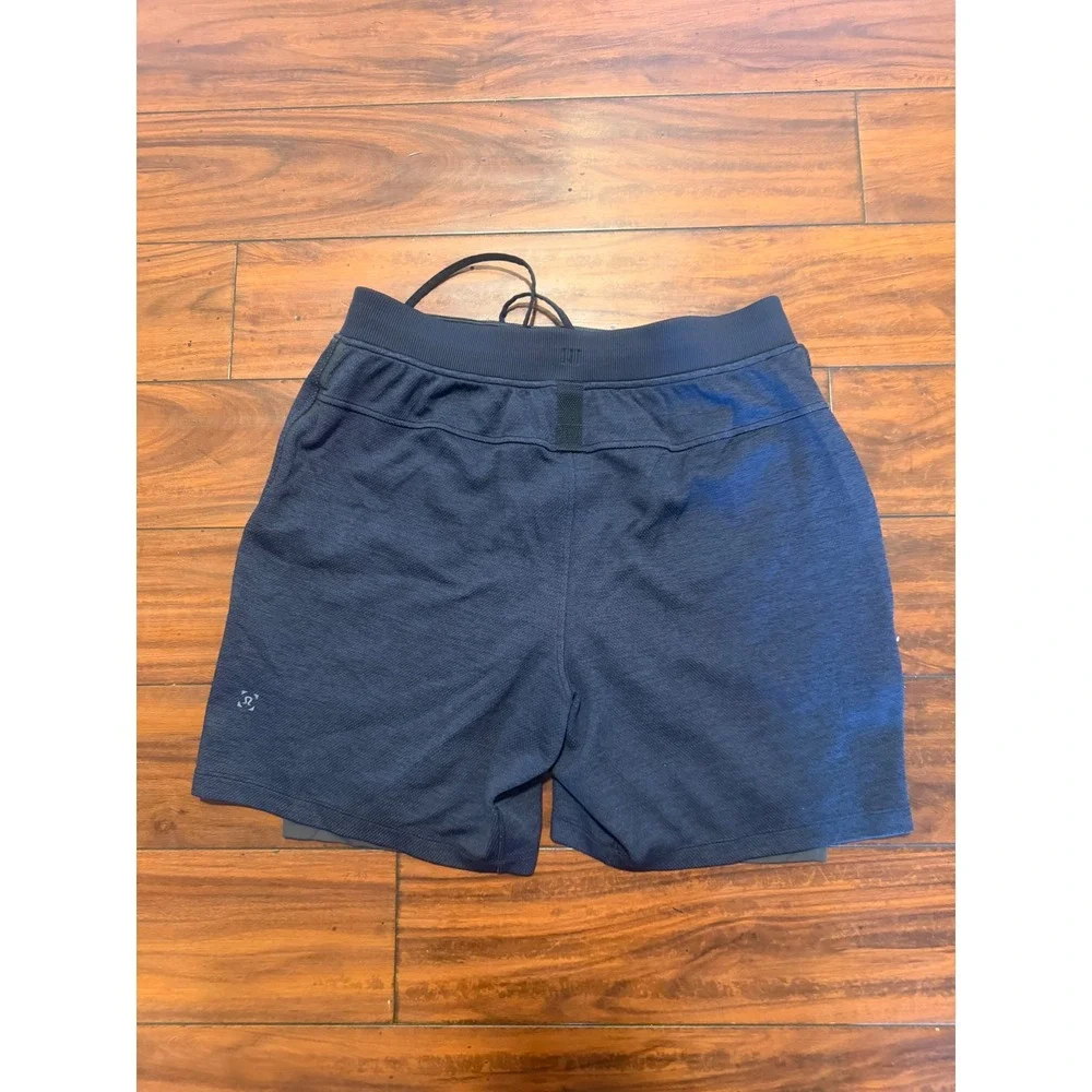 Lululemon Mens License to Train Short 7 Liner Navy Blue Textured Gym Workout M